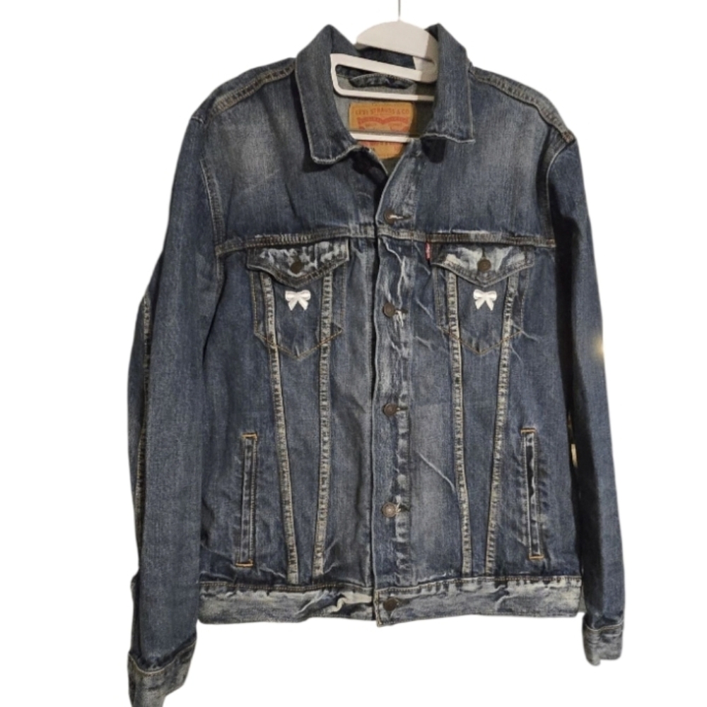 Upcycled Hand Crafted Alice In Wonderland Denim Jacket Size Large - Picture 2 of 13